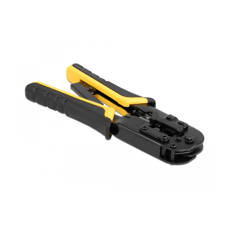 Delock Universelle Crimpzange mit Abisolierer für 8P (RJ45), 6P (RJ12/11) oder 4P Stecker