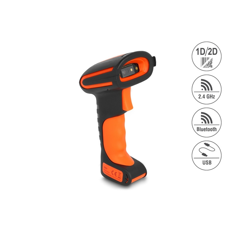 Delock Industrie Barcode Scanner 1D und 2D für 2,4 GHz, Bluetooth oder USB