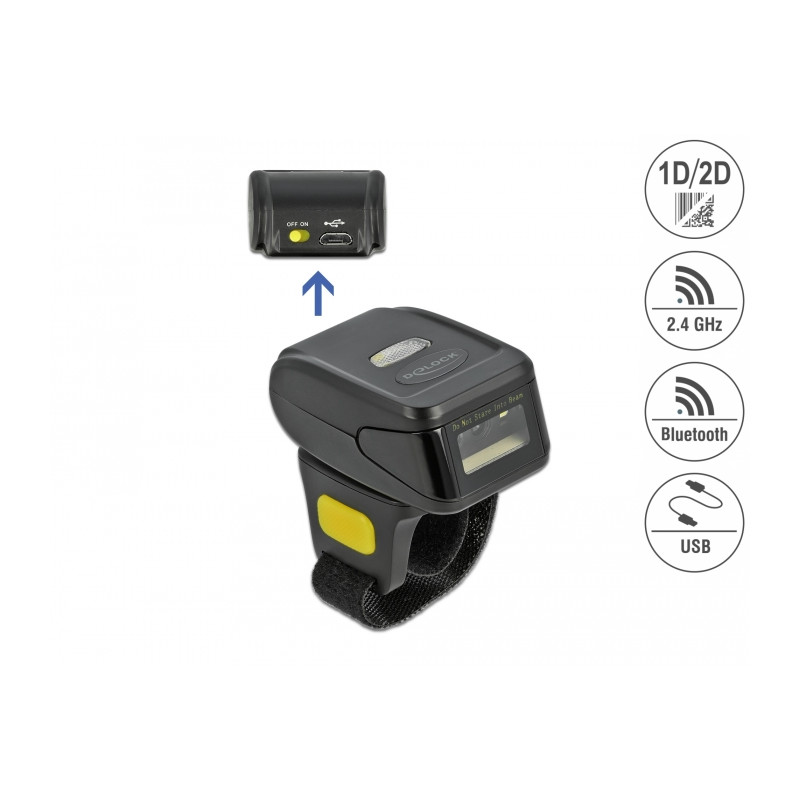 Delock Ringbarcode Scanner 1D und 2D mit 2,4 GHz oder Bluetooth