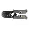 Delock Crimpzange mit Abisolierer und Netzwerktester für 8P (RJ45), 6P (RJ12/11) oder 4P (RJ10) Stecker