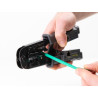 Delock Crimpzange mit Abisolierer und Netzwerktester für 8P (RJ45), 6P (RJ12/11) oder 4P (RJ10) Stecker