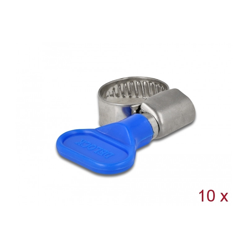 Delock Schlauchschelle mit Flügelmutter 10 - 16 mm 10 Stück blau