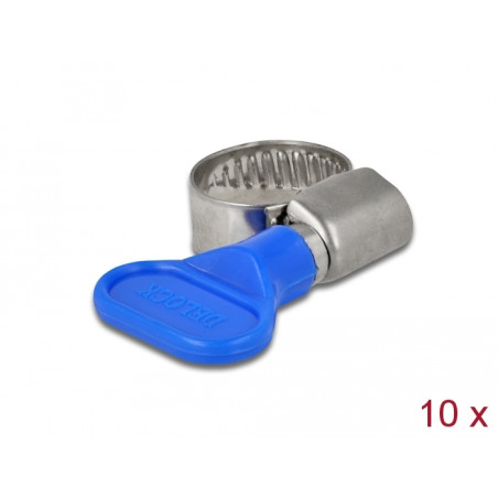 Delock Schlauchschelle mit Flügelmutter 10 - 16 mm 10 Stück blau