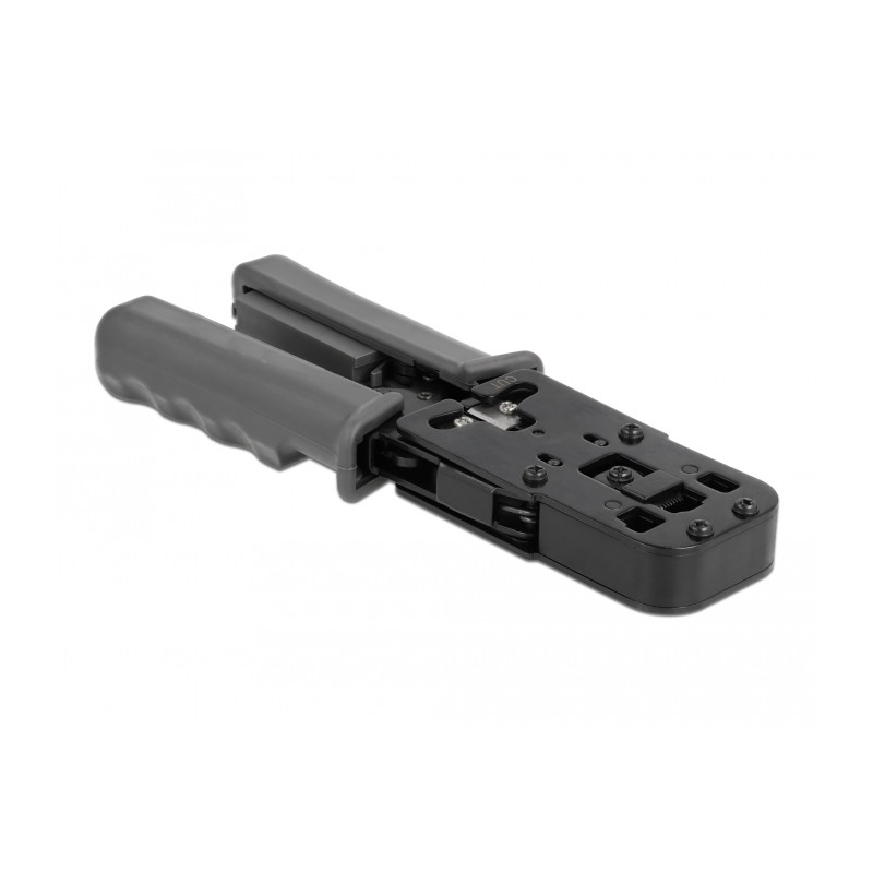Delock Crimpzange mit Abisolierer und Netzwerktester für 8P (RJ45), 6P (RJ12/11), 6P DEC oder 4P (RJ10) Stecker