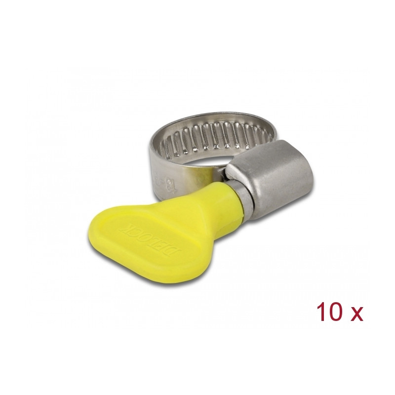 Delock Schlauchschelle mit Flügelmutter 13 - 19 mm 10 Stück gelb