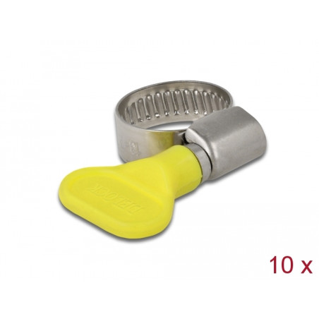 Delock Schlauchschelle mit Flügelmutter 13 - 19 mm 10 Stück gelb