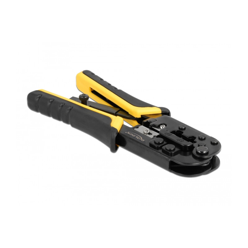 Delock Universelle Crimpzange mit Abisolierer für 8P (RJ45) oder 6P (RJ12/11) Stecker