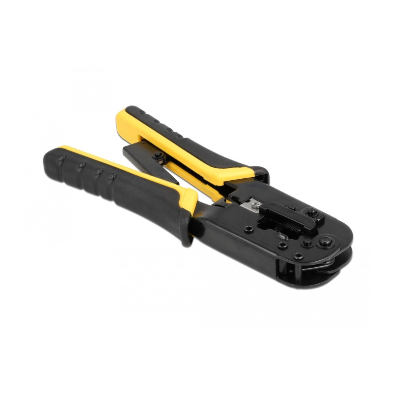 Delock Universelle Crimpzange mit Abisolierer für 8P (RJ45) oder 6P (RJ12/11) Stecker