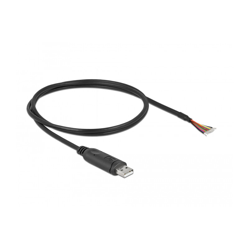 Delock Adapterkabel USB 2.0 Typ-A zu seriell RS-232 mit 9 offenen Kabelenden + Schirmung 1 m