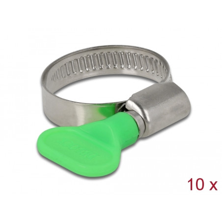 Delock Schlauchschelle mit Flügelmutter 22 - 32 mm 10 Stück grün
