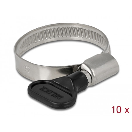 Delock Schlauchschelle mit Flügelmutter 25 - 40 mm 10 Stück schwarz