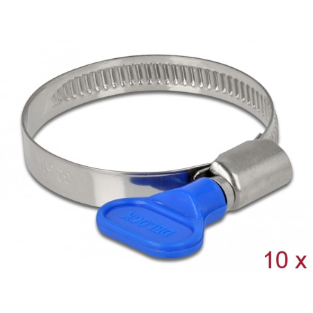 Delock Schlauchschelle mit Flügelmutter 32 - 50 mm 10 Stück blau