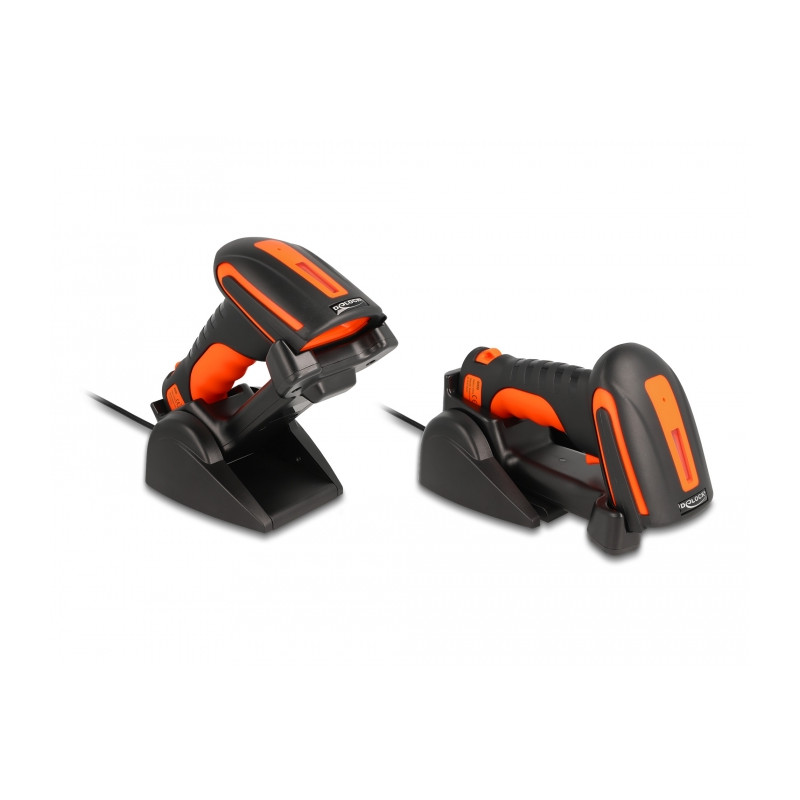Delock Industrie Barcode Scanner 1D und 2D für 2,4 GHz oder Bluetooth mit induktiver Ladestation