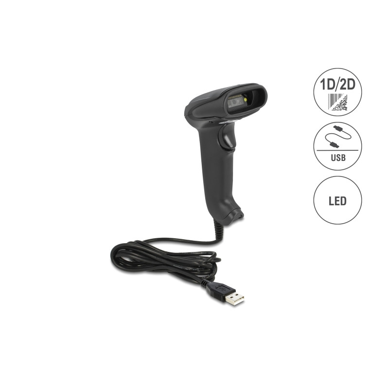 Delock USB Barcode Scanner 1D und 2D mit Anschlusskabel - German Version