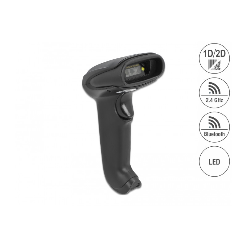 Delock Barcode Scanner 1D und 2D für 2,4 GHz, Bluetooth oder USB