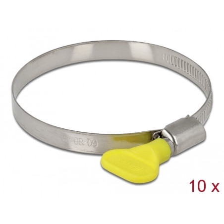 Delock Schlauchschelle mit Flügelmutter 60 - 80 mm 10 Stück gelb