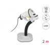 Delock USB Barcode Scanner 1D mit Anschlusskabel und Halterung - Laser - hellgrau