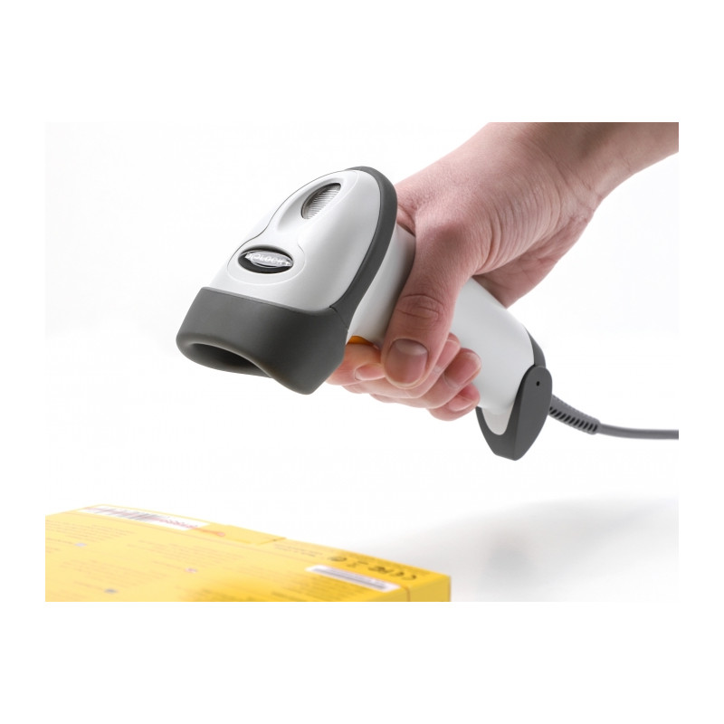 Delock USB Barcode Scanner 1D mit Anschlusskabel und Halterung - Laser - hellgrau