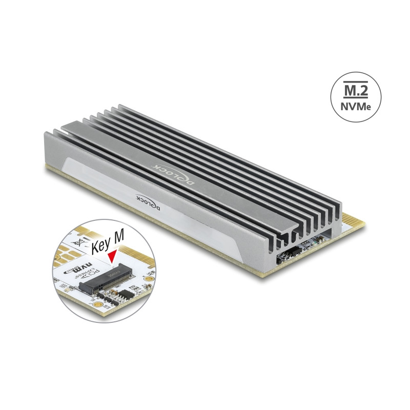 Delock PCI Express x16 (x4 / x8) Karte zu 1 x NVMe M.2 Key M mit LED Beleuchtung
