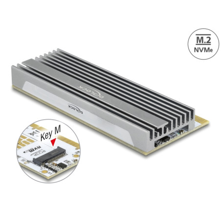 Delock PCI Express x16 (x4 / x8) Karte zu 1 x NVMe M.2 Key M mit LED Beleuchtung