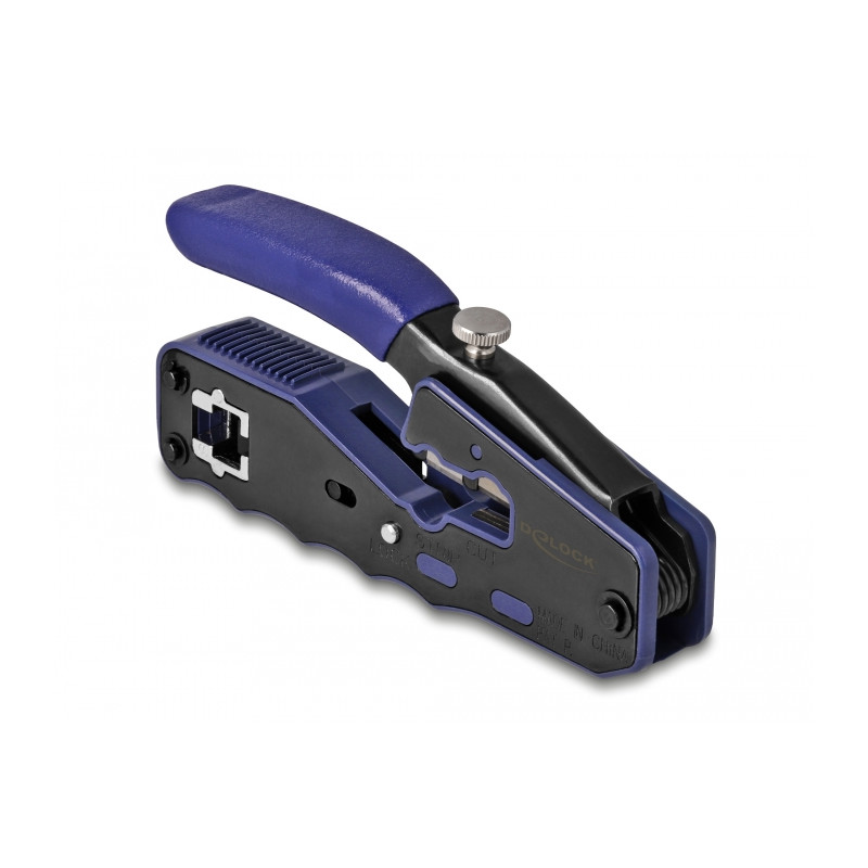Delock Crimpzange für 8P/ RJ45 Modularstecker mit Klinge und Abisolierer (Easy-Connect)