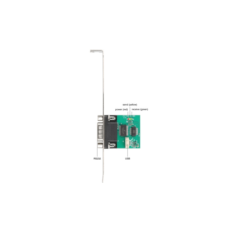 Delock USB auf RS-232 Konverter FTDI FT231XS USB 2.0 Pfostenstecker zu D-Sub 9 Stecker mit Standard Blende und Kabel 30 cm