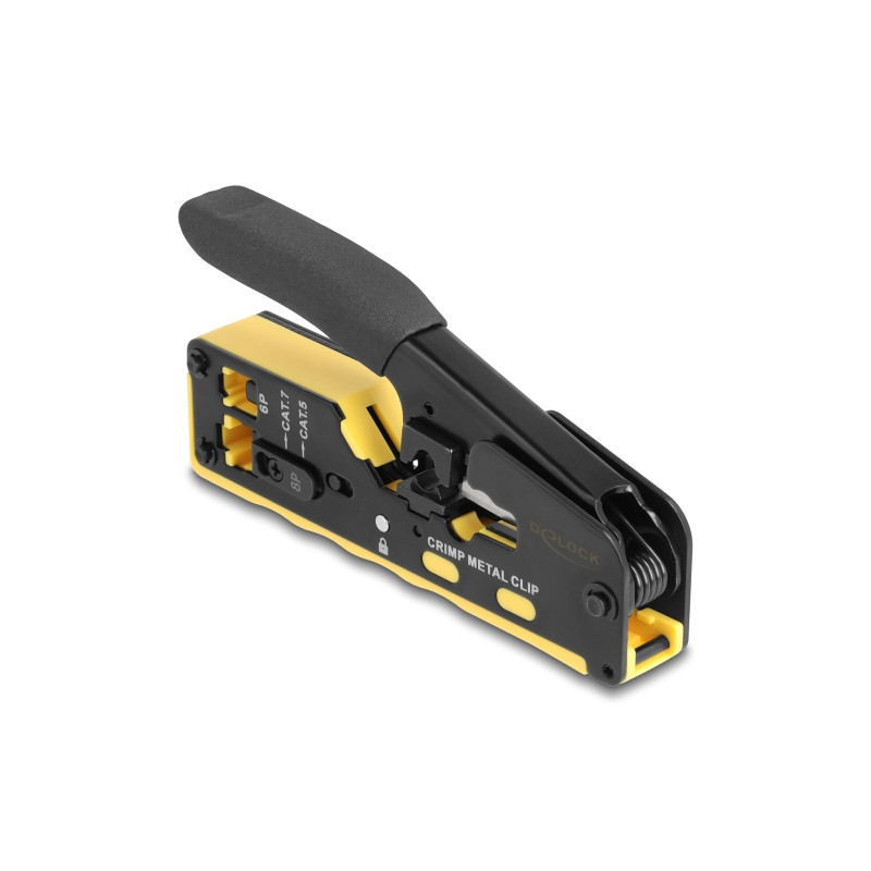 Delock Crimpzange für 6P/8P RJ45/RJ11 Stecker Cat. 5/6/7 mit Klinge und Abisolierer