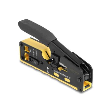 Delock Crimpzange für 6P/8P RJ45/RJ11 Stecker Cat. 5/6/7 mit Klinge und Abisolierer