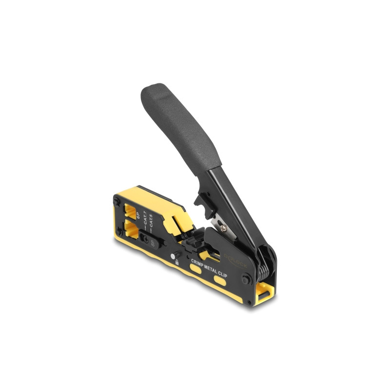 Delock Crimpzange für 6P/8P RJ45/RJ11 Stecker Cat. 5/6/7 mit Klinge und Abisolierer