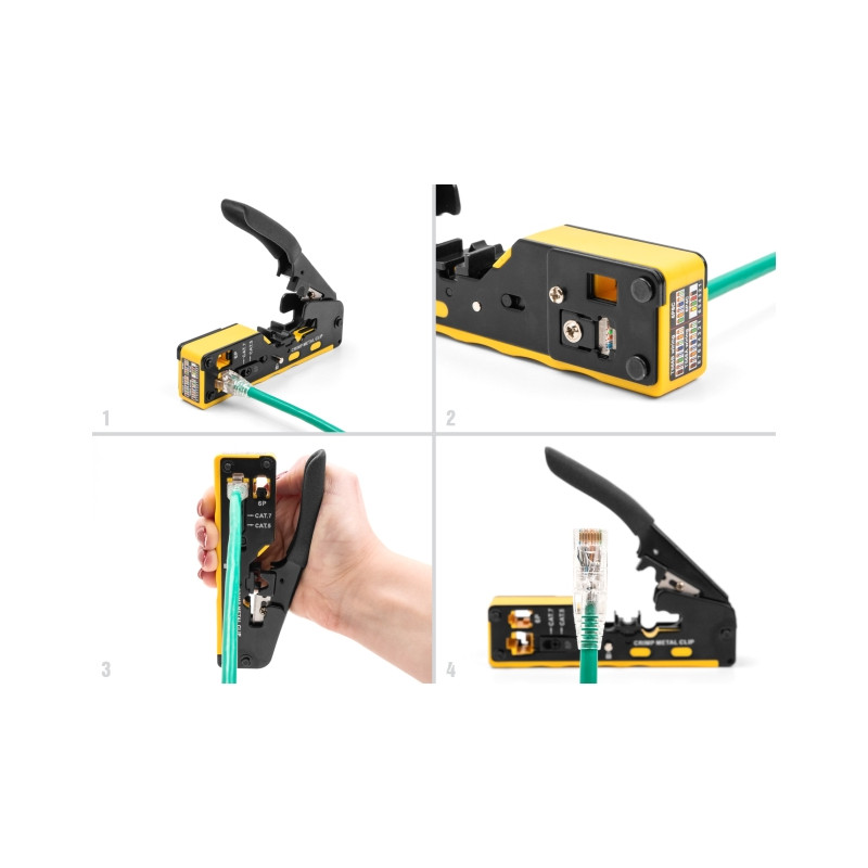 Delock Crimpzange für 6P/8P RJ45/RJ11 Stecker Cat. 5/6/7 mit Klinge und Abisolierer