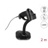 Delock USB Barcode Scanner 1D mit Anschlusskabel und Halterung - Laser - schwarz