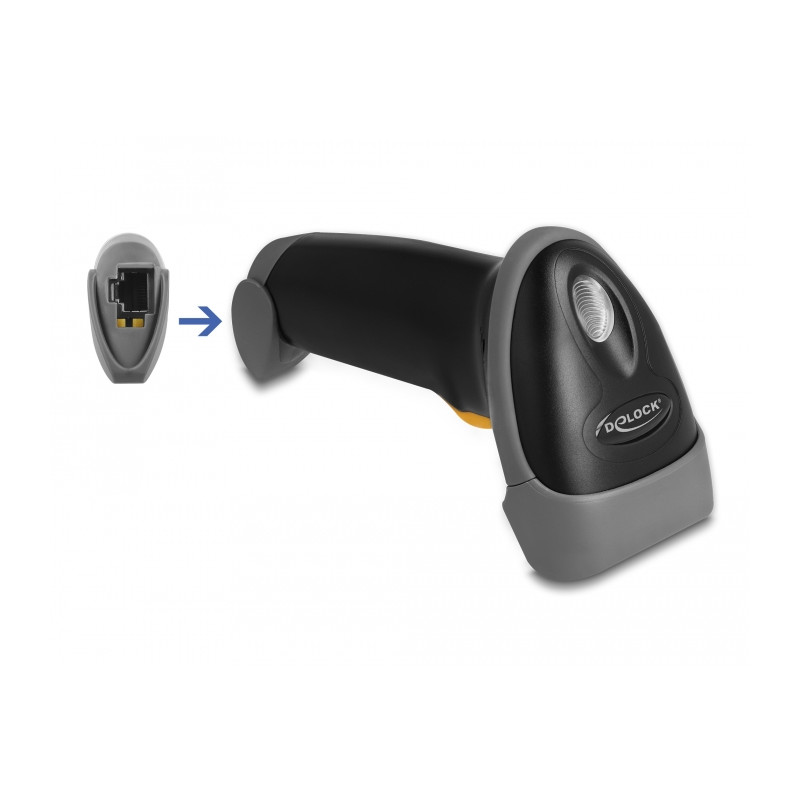 Delock USB Barcode Scanner 1D mit Anschlusskabel und Halterung - Laser - schwarz