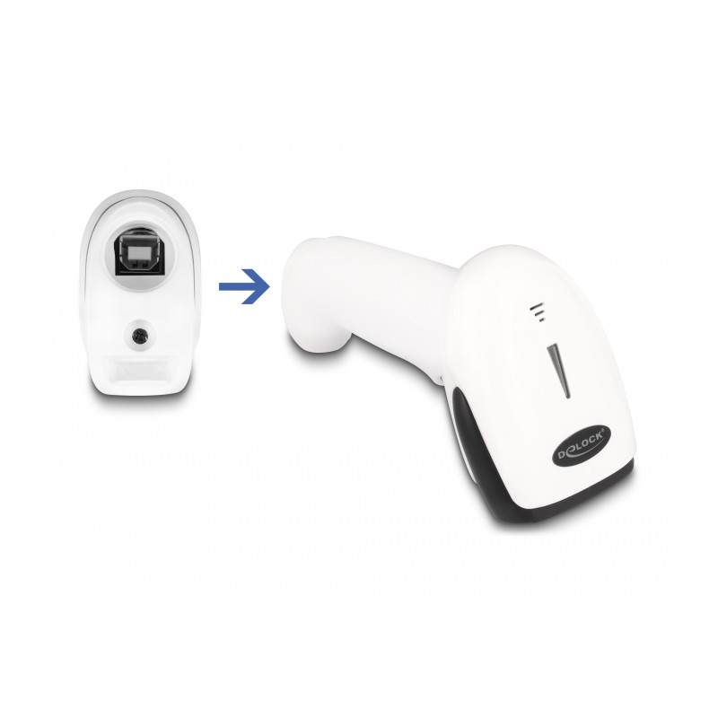 Delock Barcode Scanner 1D und 2D für 2,4 GHz, Bluetooth oder USB - weiß