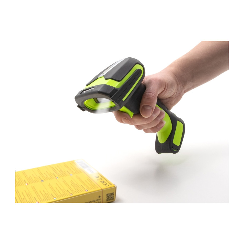 Delock Industrie Barcode Scanner 1D und 2D für 433 MHz oder Bluetooth mit induktiver Ladestation und Fernablesung bis max. 6,5 m
