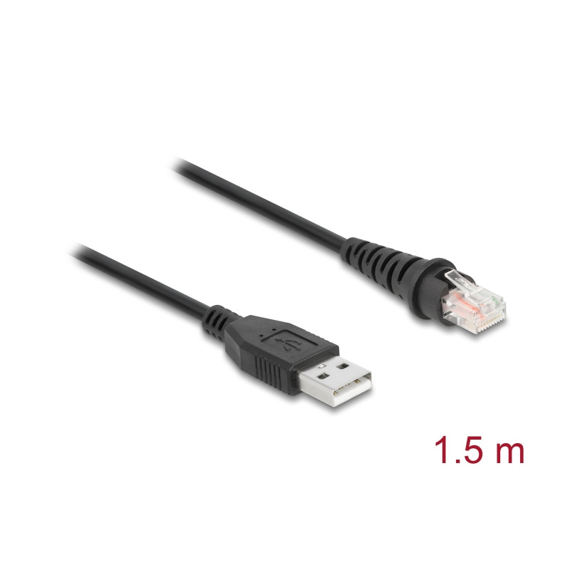 Delock RJ50 zu USB 2.0 Typ-A Barcodescanner Kabel 1,5 m