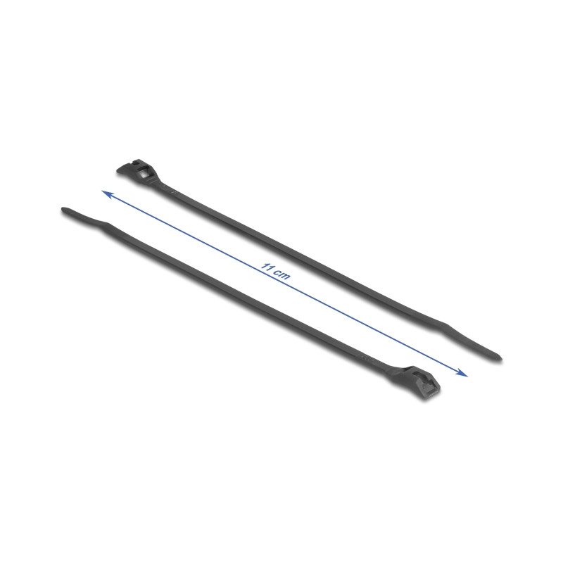 Delock Kabelbinder mit flachem Kopf L 110 x B 2,5 mm 100 Stück schwarz