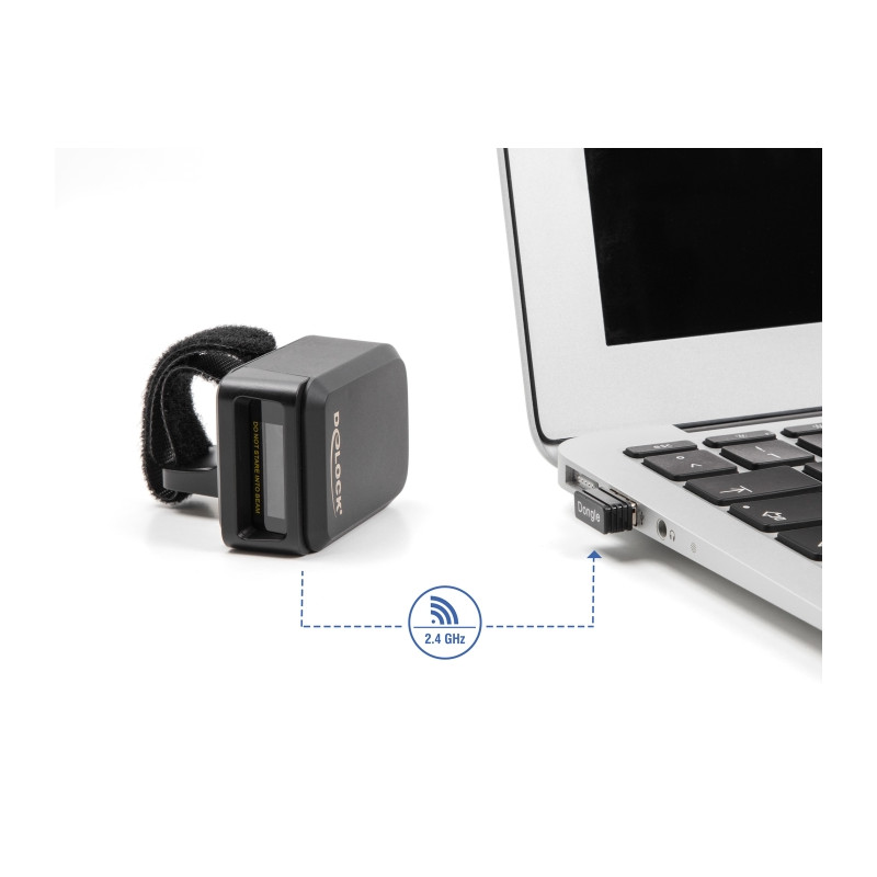 Delock Ringbarcode Scanner 1D und 2D mit 2,4 GHz oder Bluetooth (2 Stück) + Ladestation