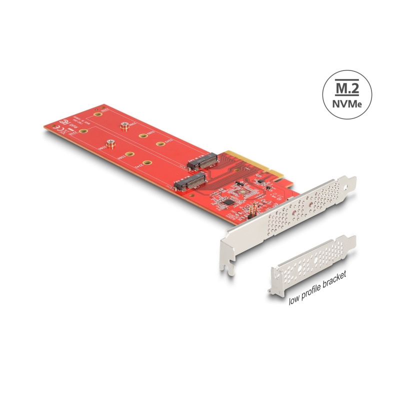 Delock PCI Express x8 Karte zu 2 x intern NVMe M.2 Key M 110 mm - Bifurcation - Low Profile Formfaktor