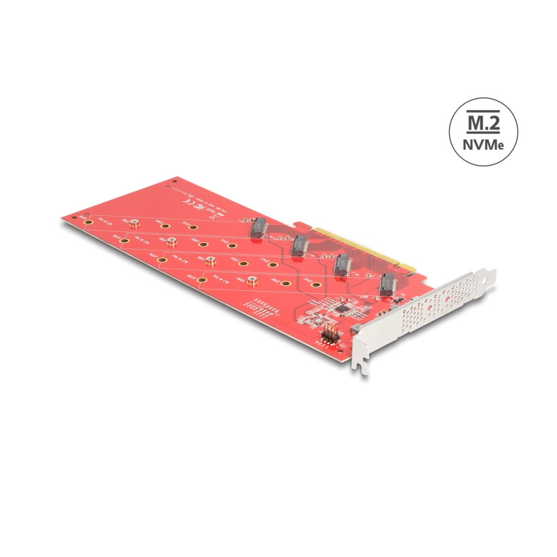 Delock PCI Express x16 Karte zu 4 x intern NVMe M.2 Key M 110 mm - Bifurcation