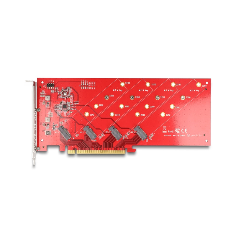 Delock PCI Express x16 Karte zu 4 x intern NVMe M.2 Key M 110 mm - Bifurcation