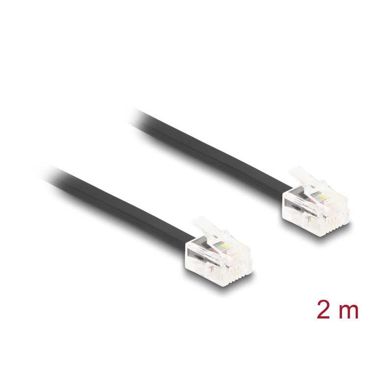 Delock Telefonkabel RJ11 Stecker zu RJ11 Stecker schwarz 2 m