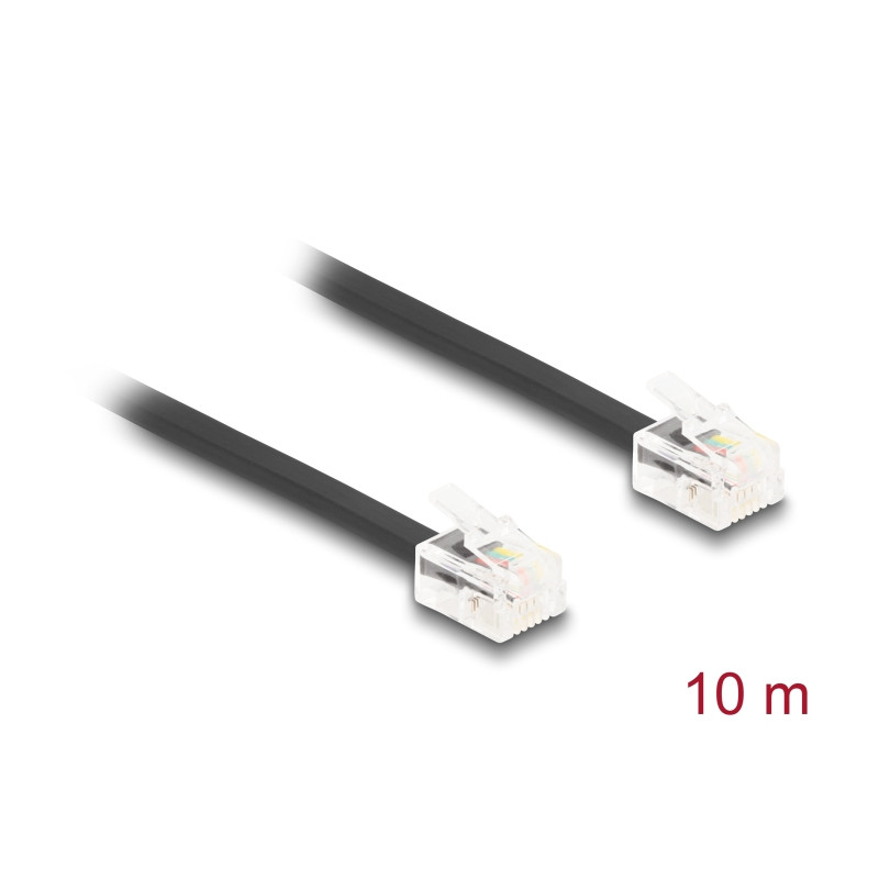 Delock Telefonkabel RJ11 Stecker zu RJ11 Stecker schwarz 10 m