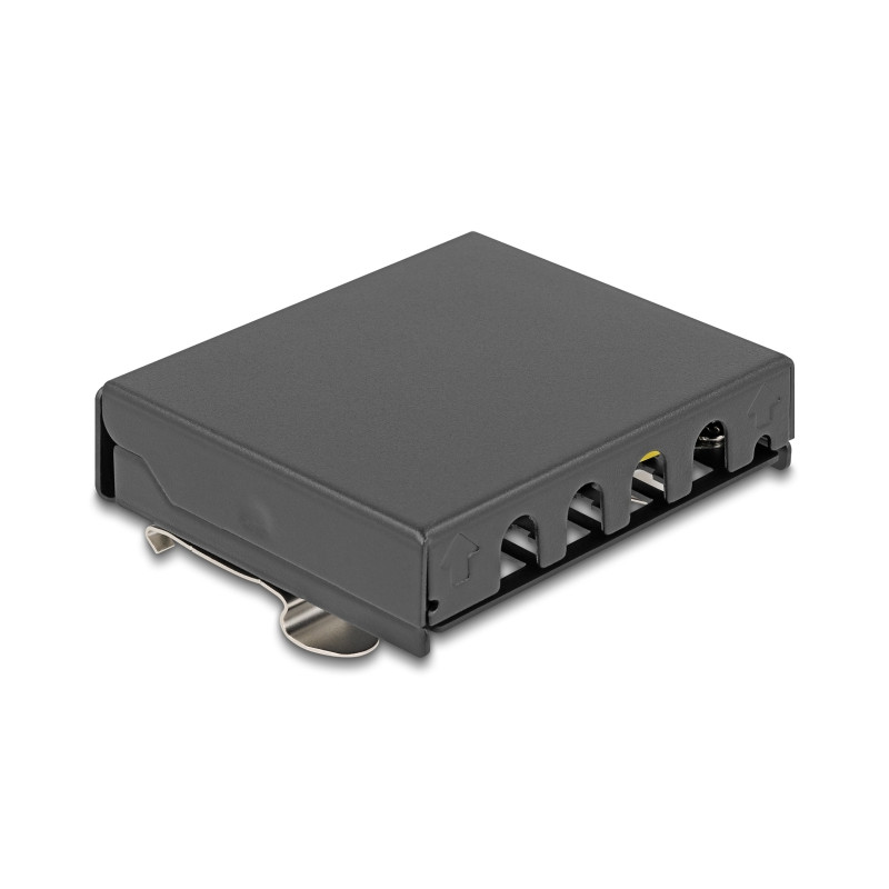 Delock Leergehäuse 4 Port für Keystone RJ-Module schwarz - zur Montage an Tisch, Wand oder Hutschiene