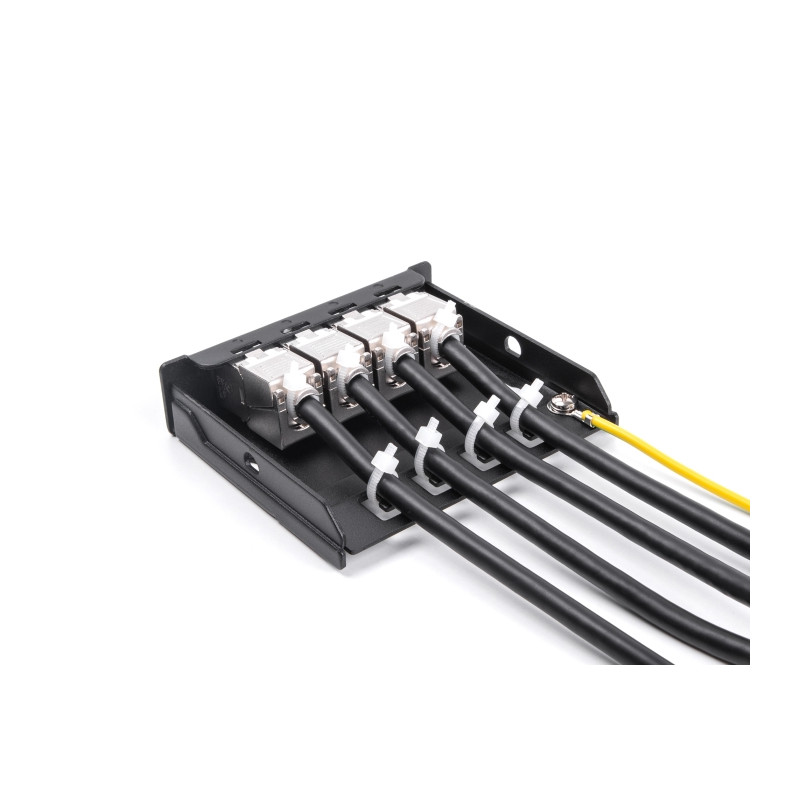 Delock Leergehäuse 4 Port für Keystone RJ-Module schwarz - zur Montage an Tisch, Wand oder Hutschiene