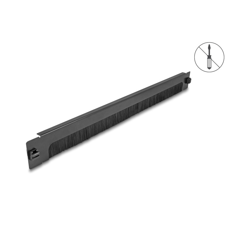 Delock 19″ 1 HE Kabelmanagement Bürstenleiste unten offen werkzeugfrei schwarz
