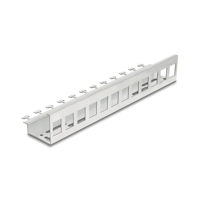 Delock Keystone Metall Halterung 12 Port für Hutschienen und Wandmontage