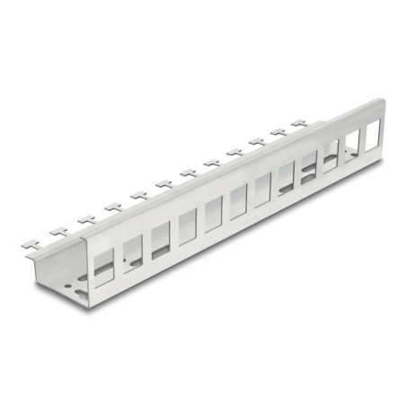 Delock Keystone Metall Halterung 12 Port für Hutschienen und Wandmontage