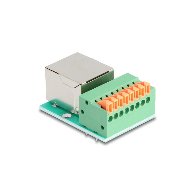 Delock RJ45 Buchse zu Terminalblock mit Drucktaster Cat.5e