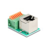 Delock RJ45 Buchse 90° gewinkelt zu Terminalblock mit Drucktaster Cat.5e