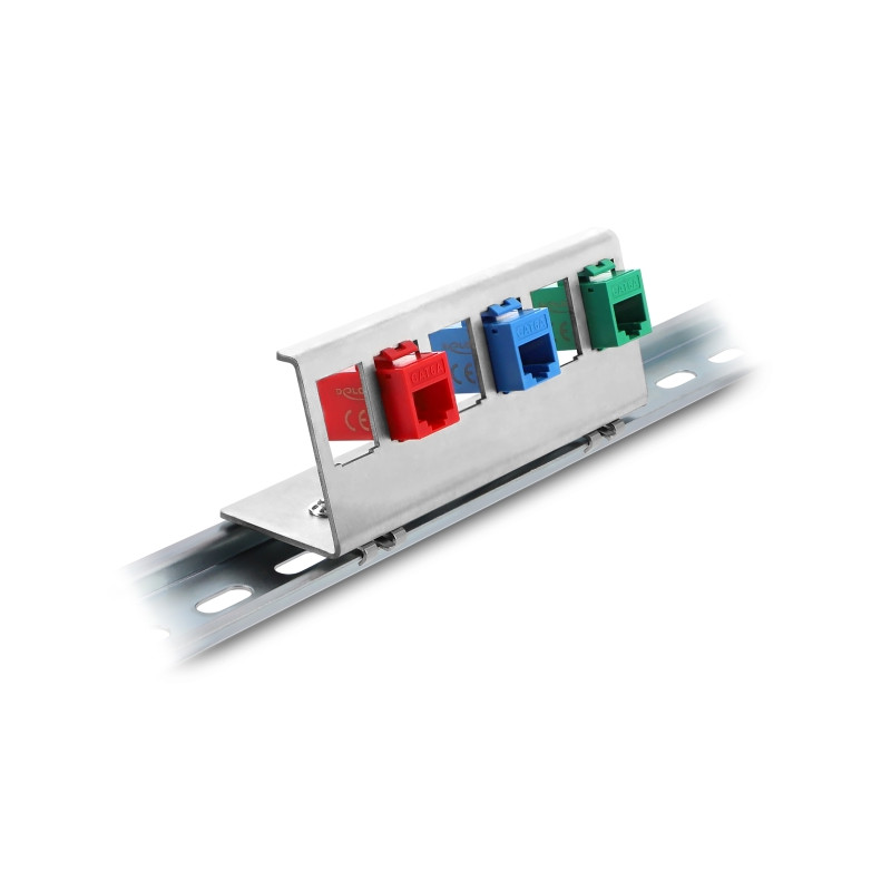 Delock Keystone Metall Halterung 6 Port für Hutschiene